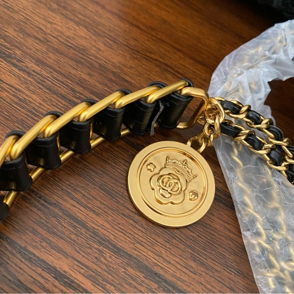 Black Fringe Tweed Leather Classic Single Flap Crossbody Chain Bag Medallion C2 - Picture 4 of 14